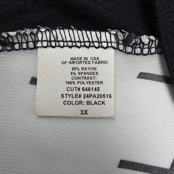 Sugar High Shirt Womens 3X Black Dolman Winged Fleur-de-Lis Cross Back Made USA - Picture 7 of 10